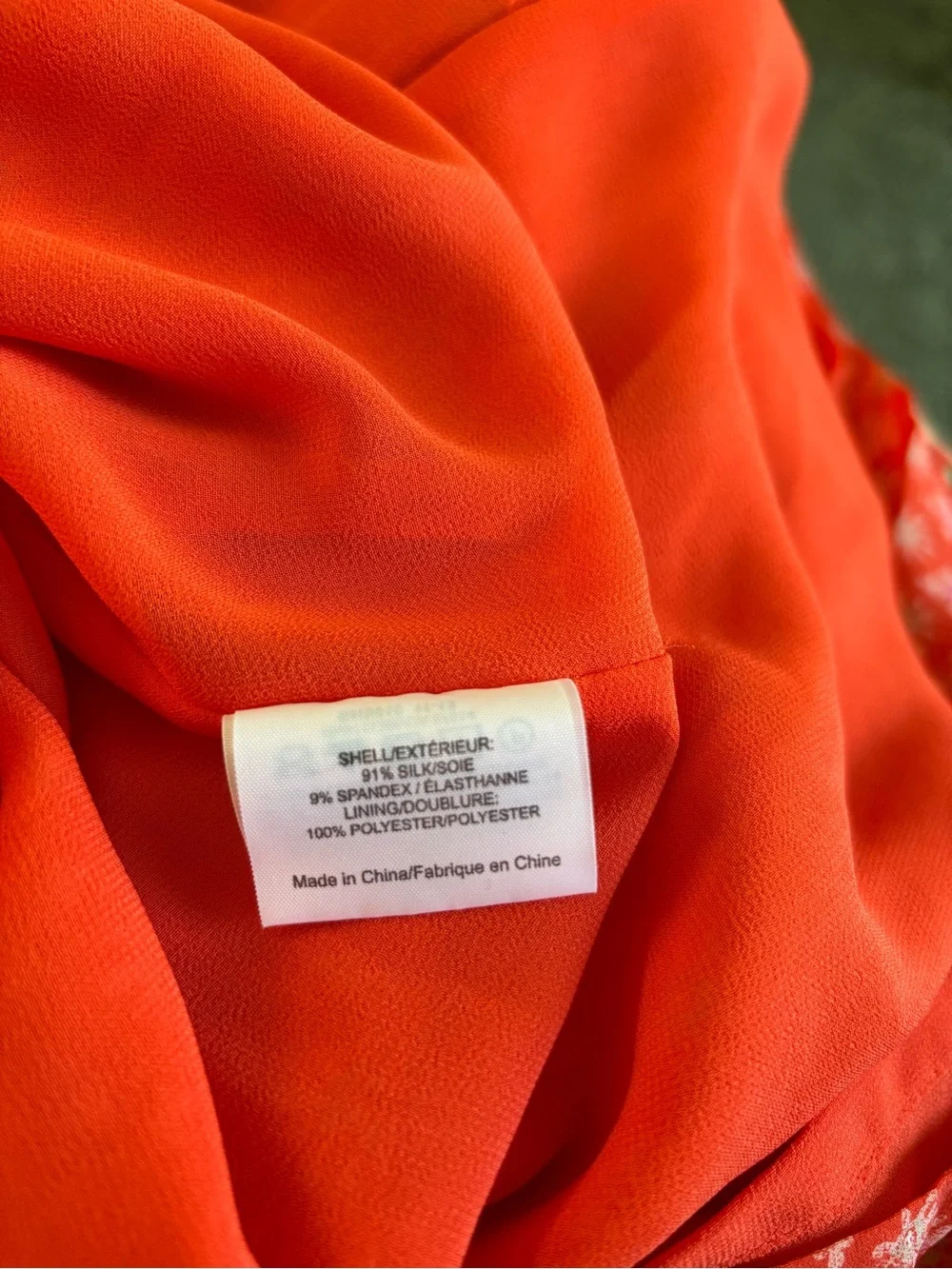 TORY BURCH Like New Orange Cream and Pink Print Long Sleeve Dress